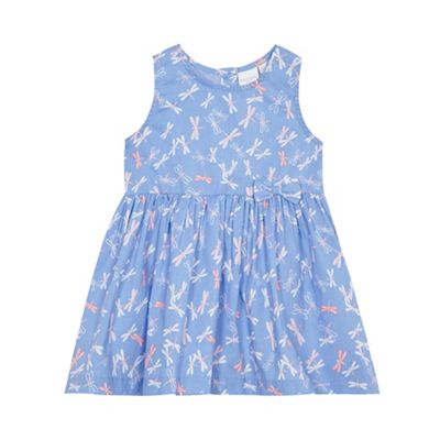 Baby girls' blue dragonfly woven dress